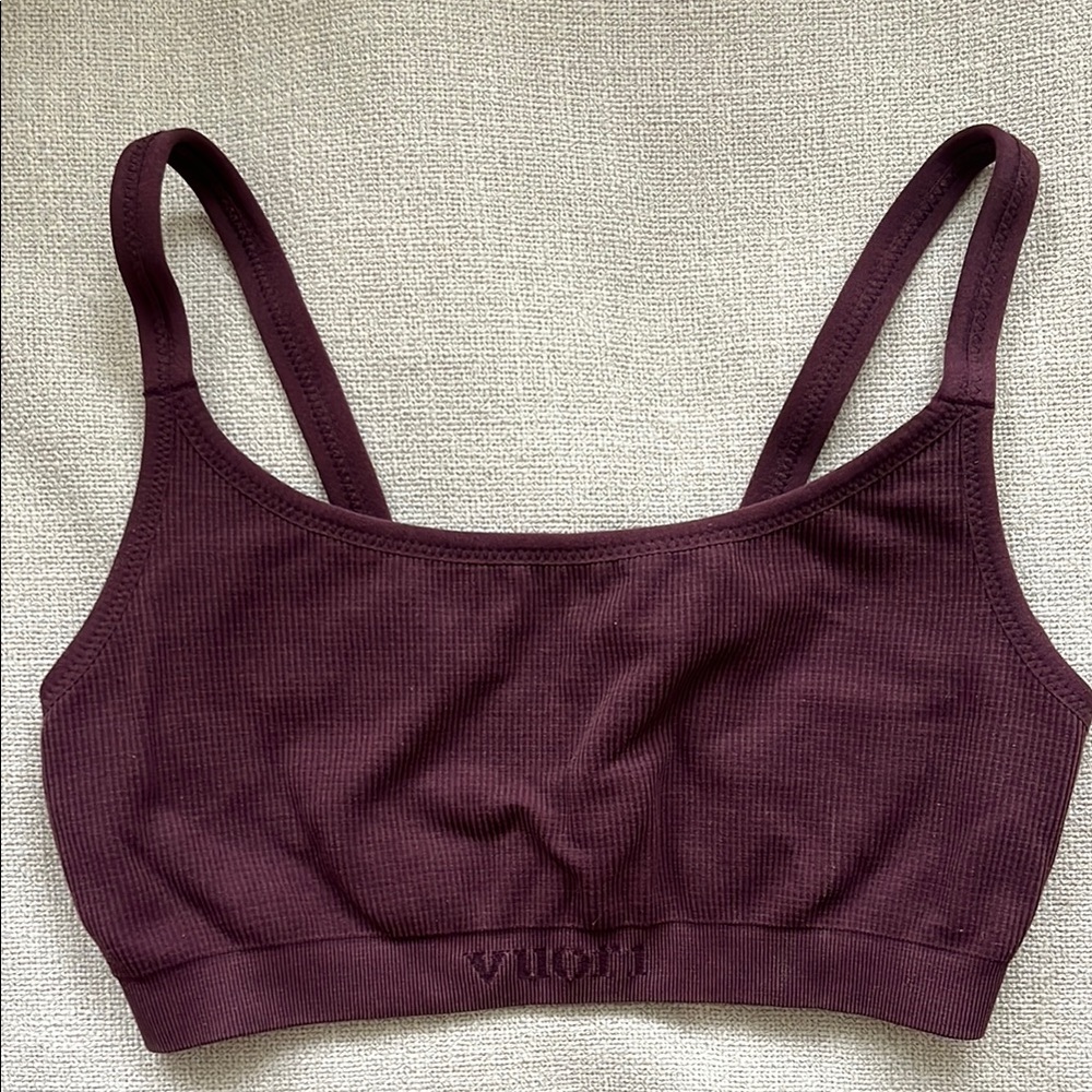 Vuori Ribbed Seamless Bra - Dark Purple